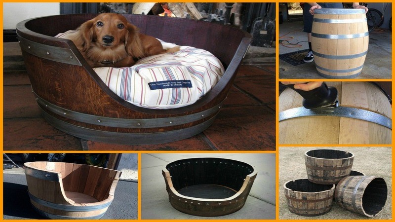 DIY Wine Barrel Dog Bed