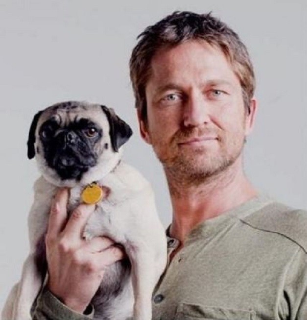 Gerard Butler with his Pug
