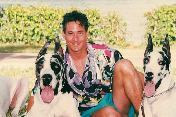 Greg Louganis with great danes