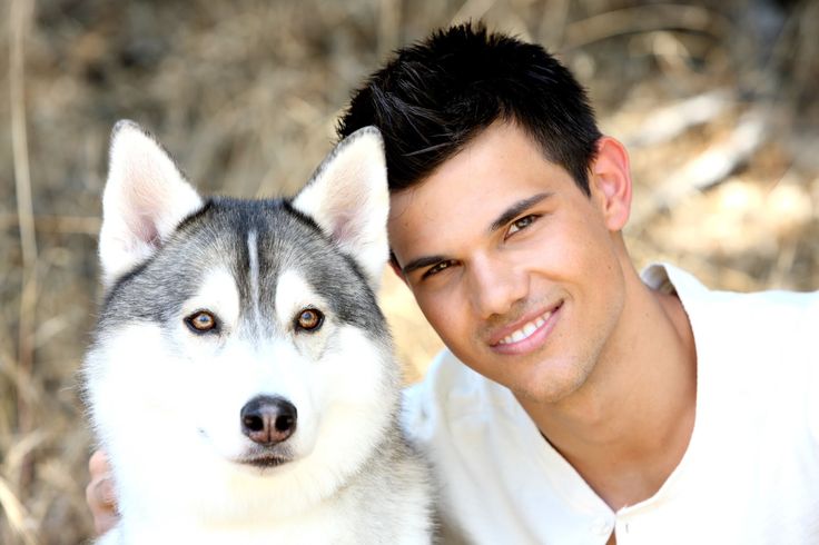 Taylor Lautner with husky