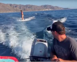 Girl Was Just Casually Waterskiing, But When She Looked Down Her Heart Skipped A Beat