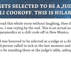 Man selected as judge at chili cook-off with hilarious results