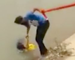 Man Can’t Swim, Removes His Turban To Save A Drowning Dog