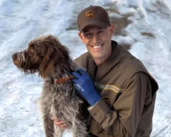 UPS Driver Puts His Work On Hold To Save Dog Drowning In An Icy Pond