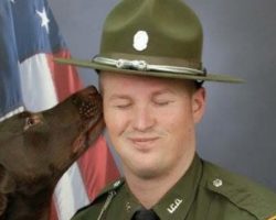 Police Dog Can’t Stop Kissing His Partner During Photo Shoot