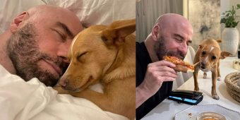 John Travolta shares adorable photos of him with rescue dog Peanut