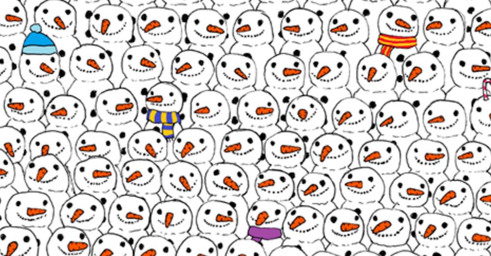 Find The Panda Hiding Among The Snowmen In This Holiday Puzzle