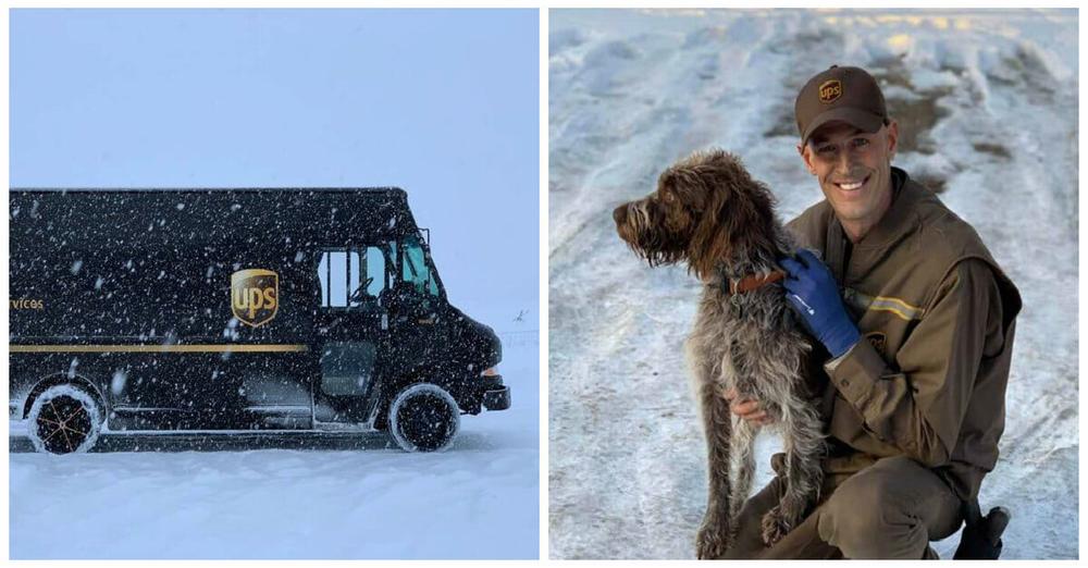 UPS driver braves icy cold waters to rescue a drowning dog