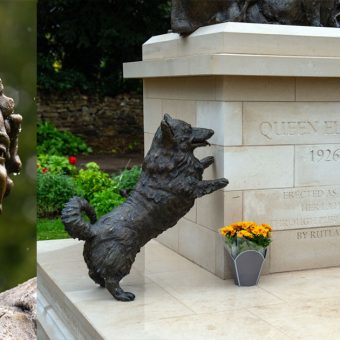 Newly-unveiled statue of Queen Elizabeth II includes her beloved pet Corgis