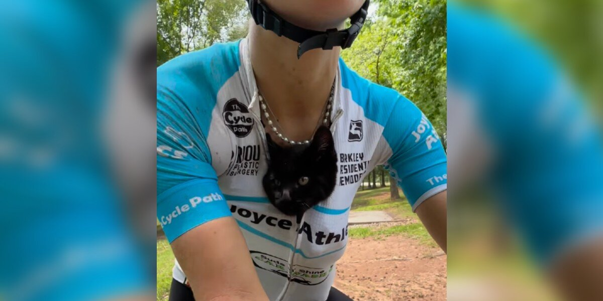Cyclist Rescues Stray Kitten After Race — And Discovers She’s A Natural Biker